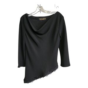 Donna Ricco Black Asymmetrical Top And Matching Skirt, Size 14.